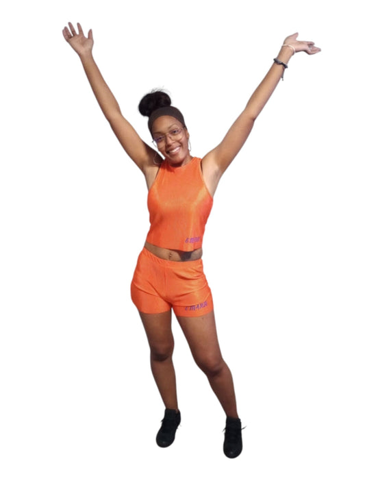 E'MARIE SLEEVELSS CROP TOP SHORT SET