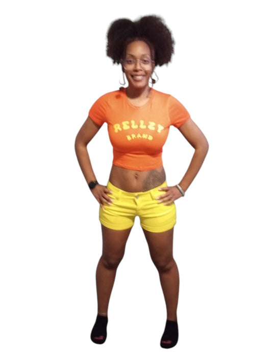 RELLZY 2PC CROP TOP AND JEAN SHORT SET