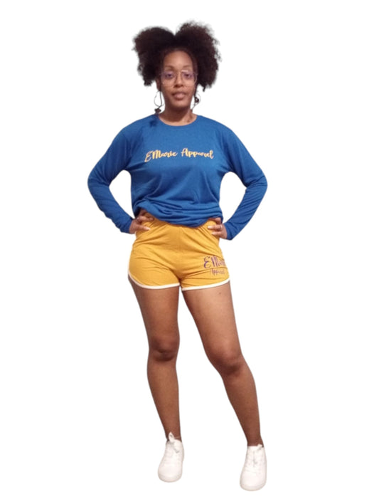 EMARIE APPAREL 2PC LONG SLEEVE W/ BOOTY SHORTS SET