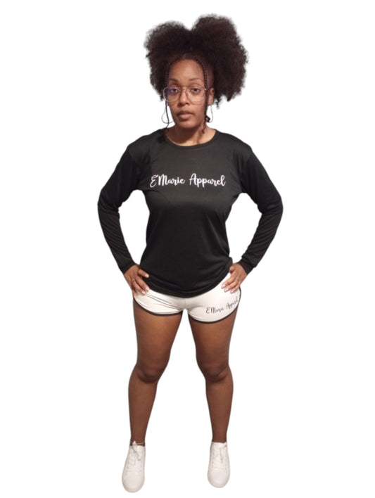 EMARIE APPAREL 2PC LONG SLEEVE W/ BOOTY SHORTS SET