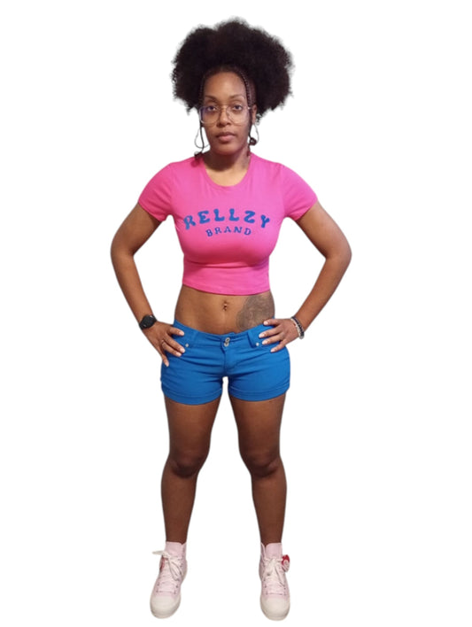 RELLZY 2PC CROP TOP AND JEAN SHORT SET